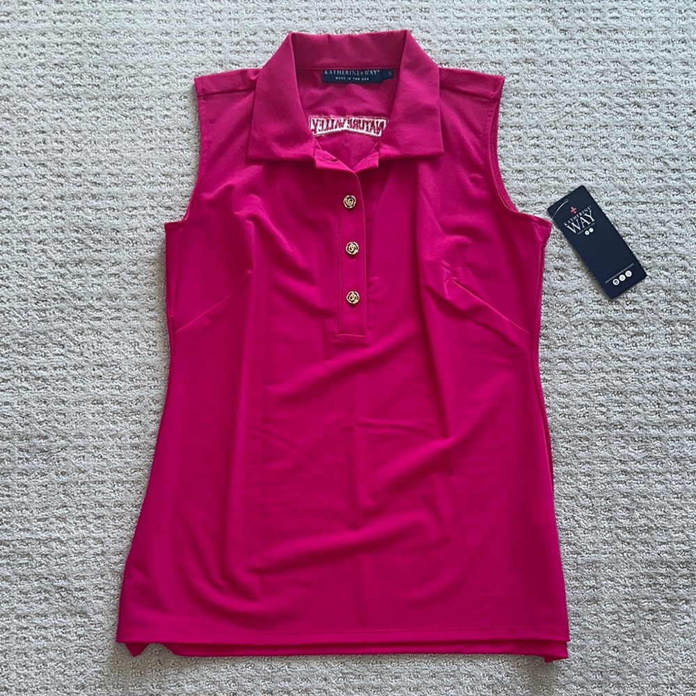 NWT Katherine Way Women's Pink Sleeveless Golf Top size small